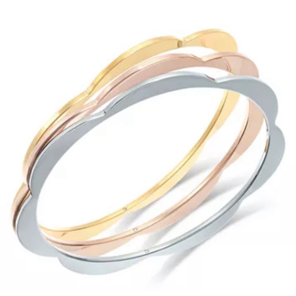 kate spade tri-tone 3 pc scalloped bangle bracelet